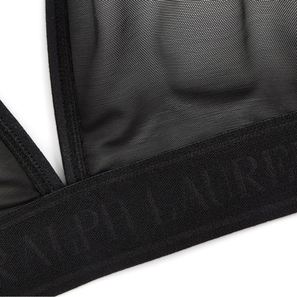 NWT Polo By Ralph Lauren Mesh  Unlined Plunge Tailored logo Bralette in onyx - Picture 3 of 8